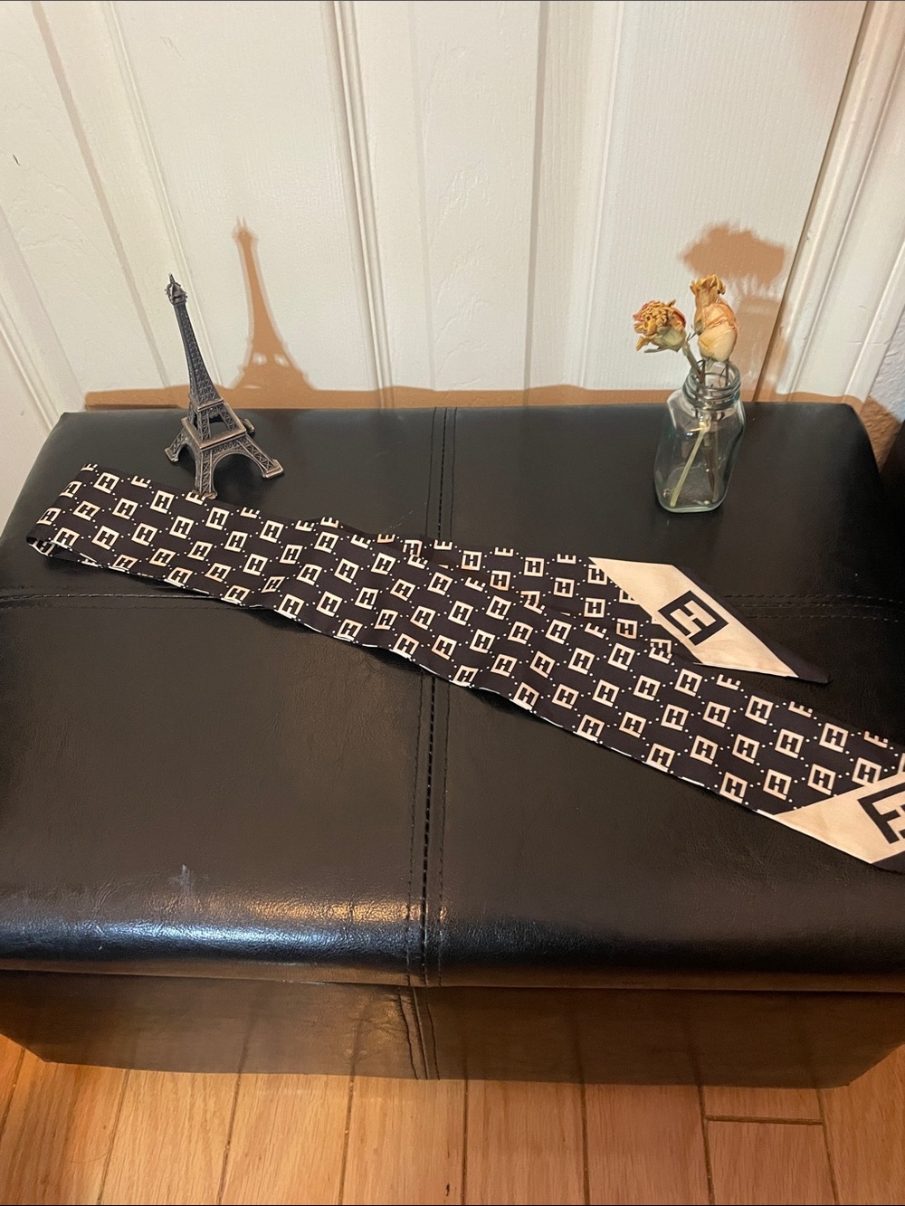 Black and White Graphic  Accent Scarf -logo . Closet clearout no returns.
